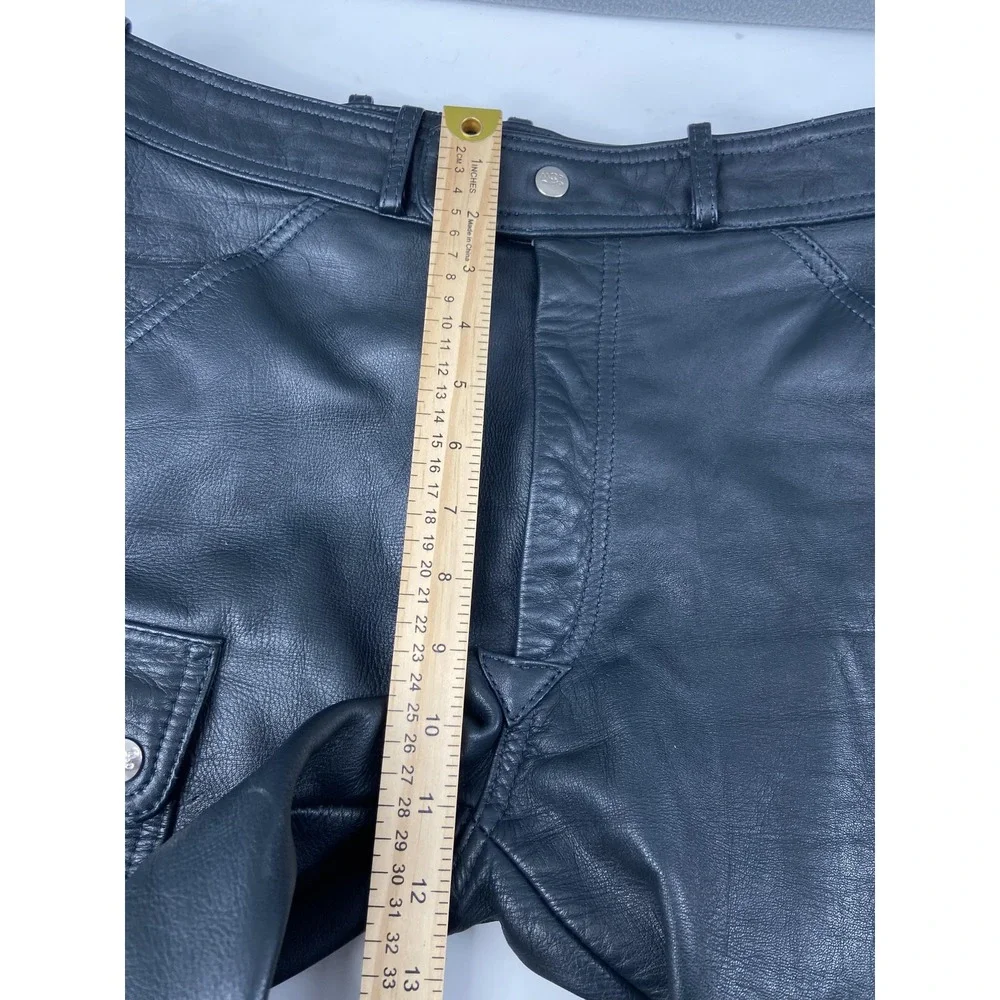 Dynamic MQP Pants Mens Black 32‎ US Motorcycle Leather Cargo Snap Leg Biker Y2K